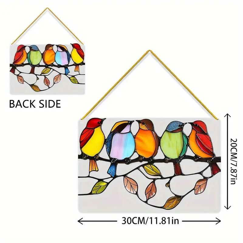 Bird Pattern Window Hanging Deocration, Colorful Bird Acrylic Hanging Decorative Sign, Exquisite Gift, Home Decoration, Office Decoration