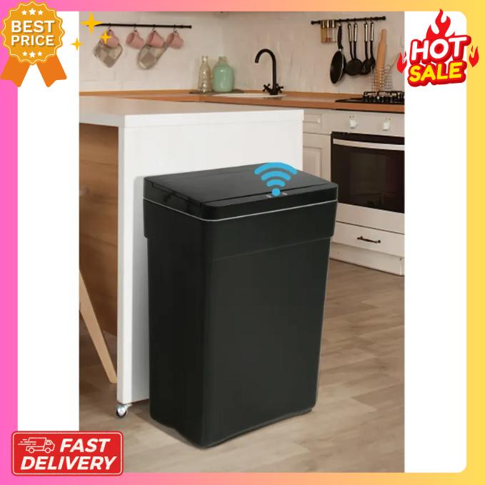 CL.HPAHKL13 Gallon Kitchen Trash Can Automatic Kitchen Trash Can Touch Free High-Capacity Garbage Can with Lid for Bedroom Home Office 50 Liter  Bathroom Trash Can