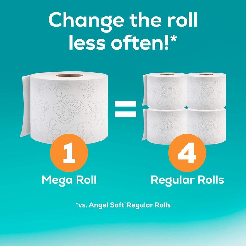 Toilet Paper, 16 Mega Rolls = 64 Regular Rolls, Soft and Strong Toilet Tissue Pack Wipes