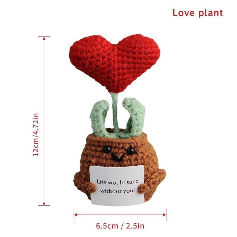 Cute Creative Love Plant Design Crochet Ornament, Home Decor Craft, Desk Decoration for Home Office