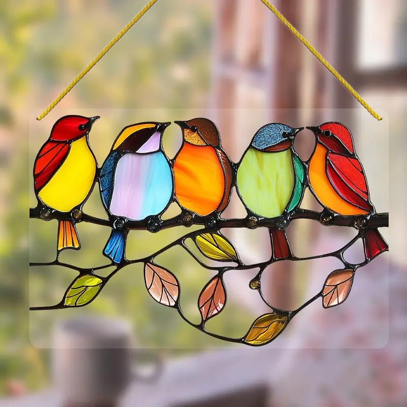 Bird Pattern Window Hanging Deocration, Colorful Bird Acrylic Hanging Decorative Sign, Exquisite Gift, Home Decoration, Office Decoration