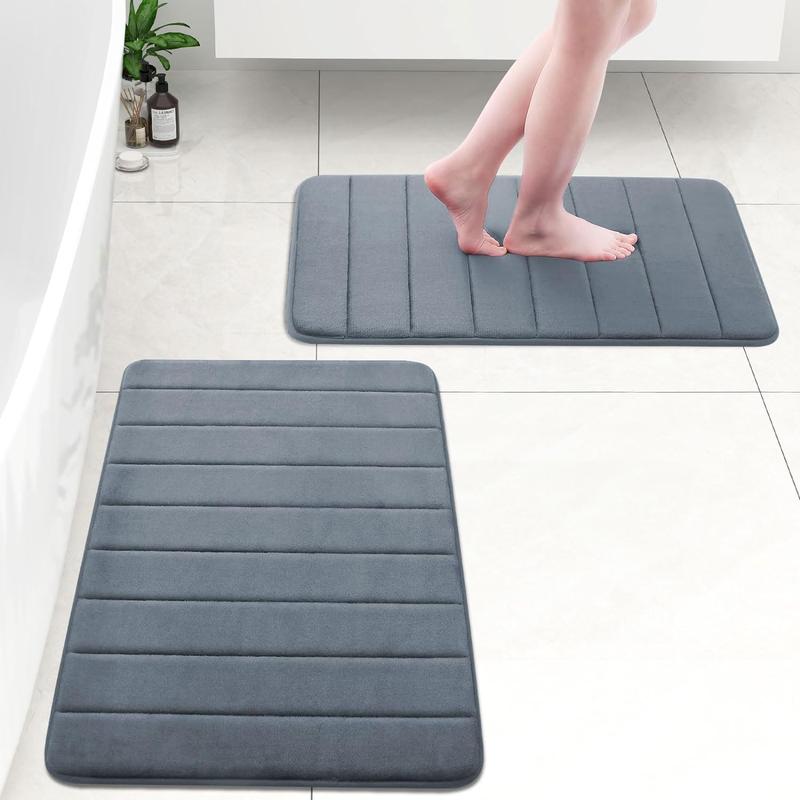 Memory Foam Bath Mat 24x16, Ultra Soft and Absorbent Bathroom Rugs, Non-Slip, Machine Wash Dry, Thick Bath Rug Carpet for Bathroom Floor, Sink and Shower, Dark Grey