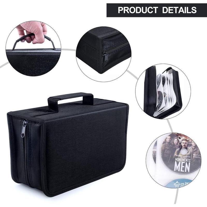 CD DVD Case Holder, 128 Capacity CD VCD Media Wallet, Storage, Holder, Booklet, Organizer (Black)