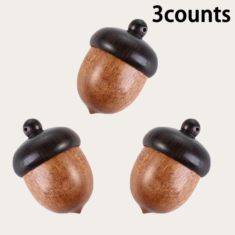 Pinecone Shaped Wooden Pill Storage Box, 3 Counts Mini Portable Pill Case, Jewelry Storage Box, Creative Storage Box for Home Office Outdoor