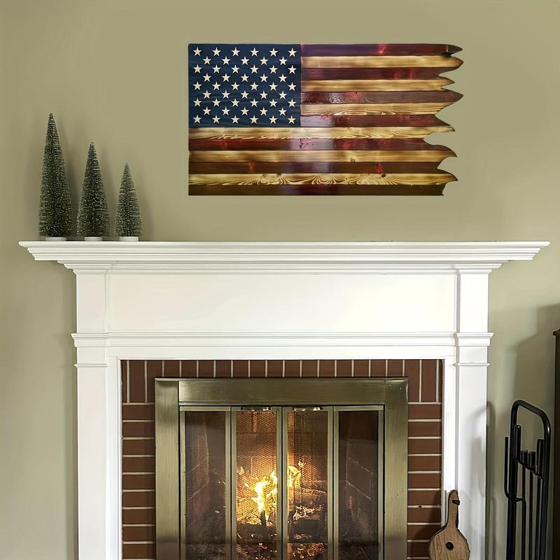 Wooden American Flag Design Wall Decor, Creative Flag Wall Art, Wall Decor for Home Living Room Bedroom Restaurant Bar Coffee Shop