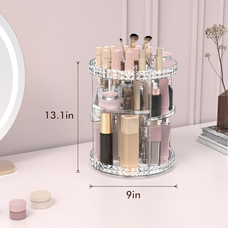 [Black-Friday] 360° Rotating Makeup Organizer, Adjustable Clear Cosmetic Storage for Vanity & Bathroom Racks Smooth