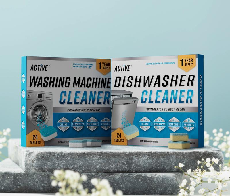 Washing Machine And Dishwasher Cleaning Tablets Bundle - Includes 12 Month Supply Dishwasher Cleaner Deodorizer & Washing Machine Descaler Deep Cleaning Tablets - 48 Tablet Combo…