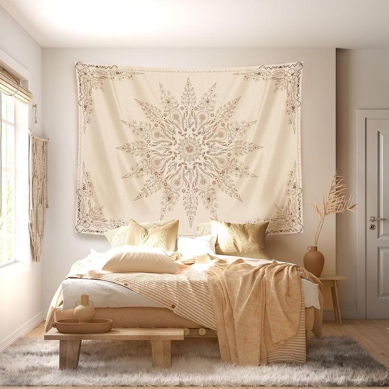 Floral Tapestry-Flower Aesthetic T Wall Hanging Tapestry-Room Decor-Tapestries for Bedroom Living Room Dorm(Flaxen, 35.40