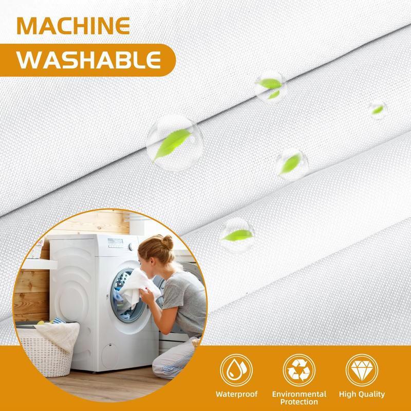 1 Pack White Fabric Snap-in Shower Curtain Liner Replacement - Compatible with No Hook Shower Curtain. Removable, Water-Repellent & Machine Washable (70x54).