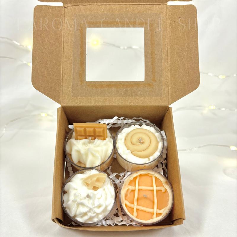 Set of 4 Tealight Whipped Candles - Cute Fall Desserts, Food, and Birthday Gift Autumn Candles - Freshener, Decor