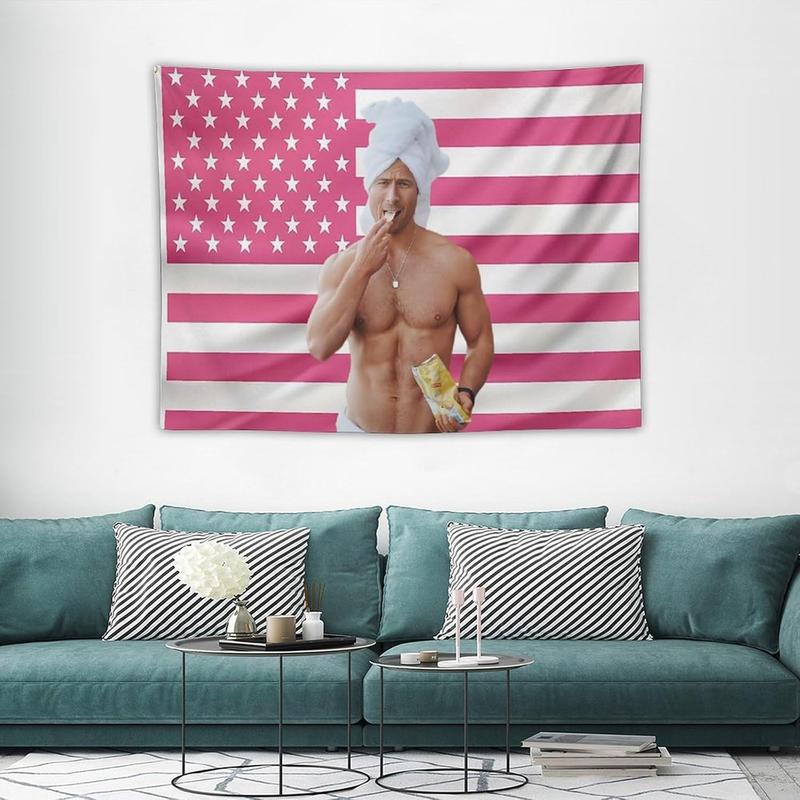 Glen Powell Pink American Flag Tapestry 3x5Ft Print for Wall Hanging Man Cave Bedroom Frat Room Decor Banner with 4 Brass Gromments