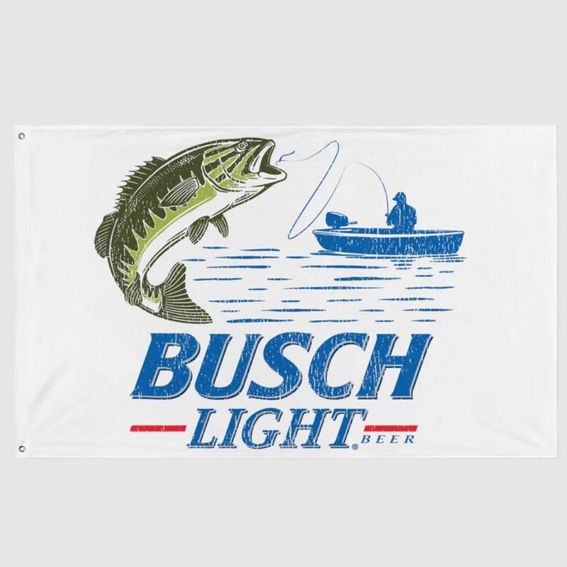 Busch Light Retro Fishing Flag for Men’s Room Decor, Unique Design for Enthusiasts