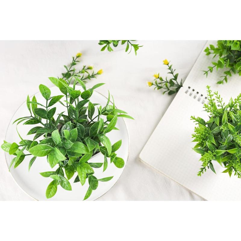 4 Pack Fake Plants Mini Artificial Greenery Potted Plants for Home Decor Indoor Office Table Room Farmhouse