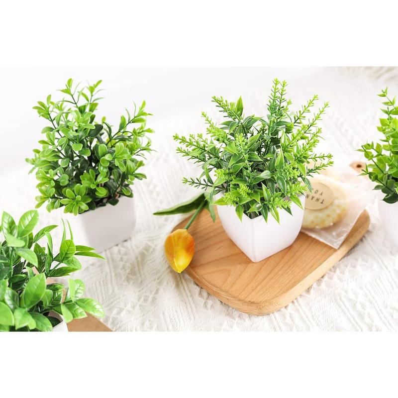 4 Pack Fake Plants Mini Artificial Greenery Potted Plants for Home Decor Indoor Office Table Room Farmhouse