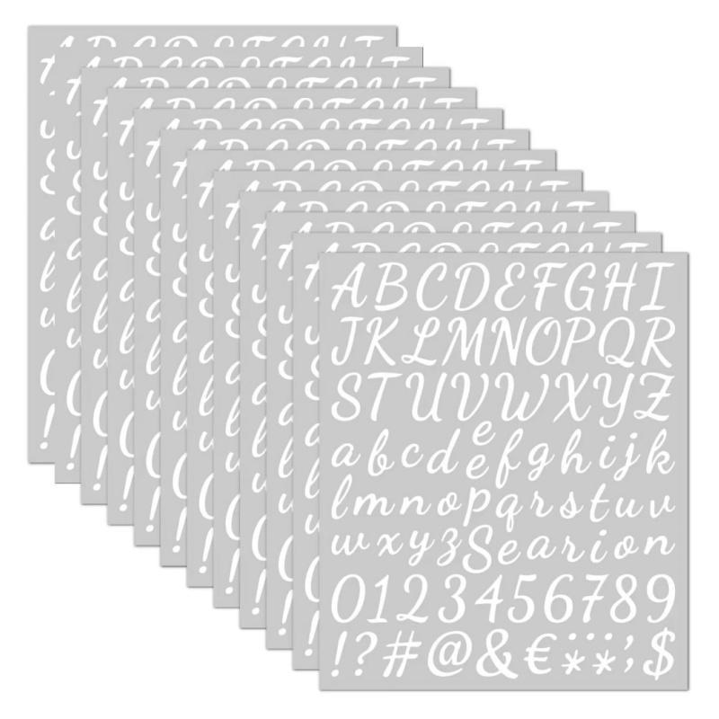 Alphabet & Number Pattern Sticker, 10pcs set Self Adhesive Decorative Sticker, Decor Sticker for Gift Greeting Card Water Bottle Laptop Phone