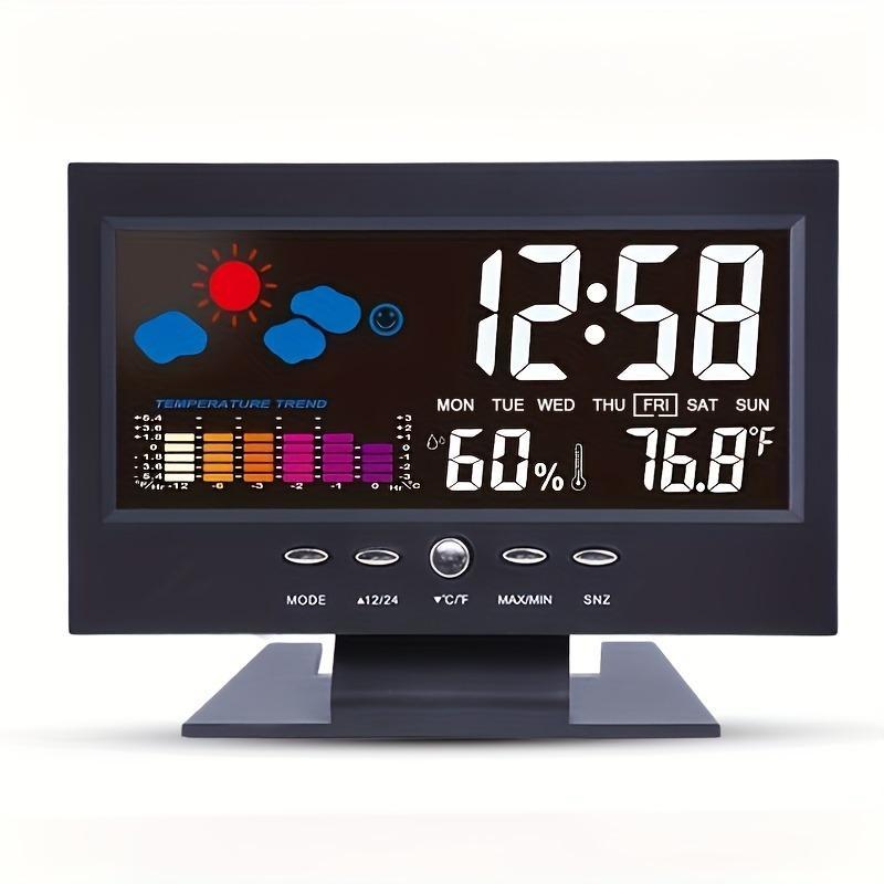 Weather Clock, 1 Count Battery Powered Digital Weather Forecast Clock without Battery, Home Decor for Living Room Bedroom