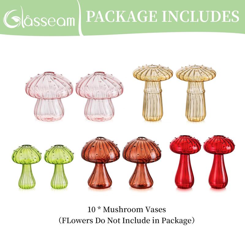 Mushroom Propagation Vase,   Small Glass Vases for Flowers,Aesthetic  Cute Vase Decor, Hydroponic Bud Vase for Bedroom Bathroom Kitchen mini vase