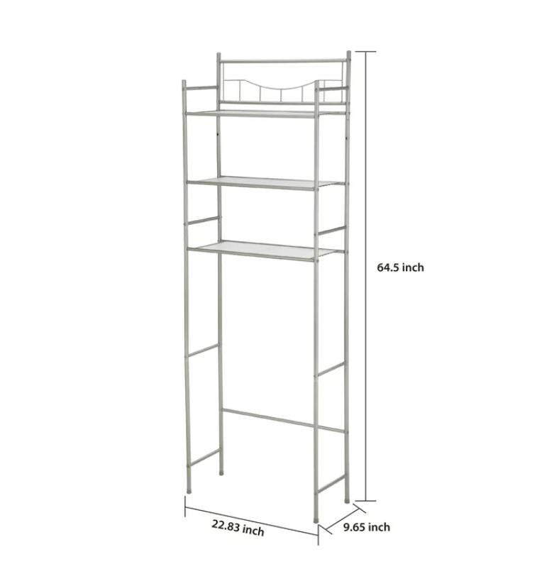 Over the Toilet Steel 3-Shelf Storage Shelf Unit, Satin Nickel Finish for Adults Organiser Racks Bronze