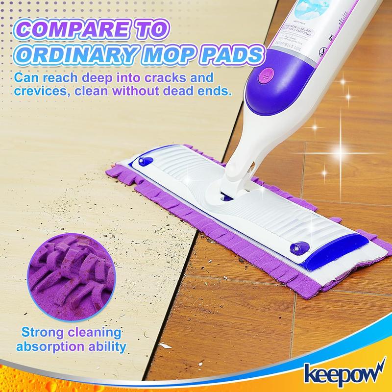 KEEPOW Reusable Mop Pads for Swiffer Power Mop, Pads Refills for Swiffer Power Mop Multi-Surface Mop Kit and Wood Mop Deep Cleaning and Mopping (2 Pack)