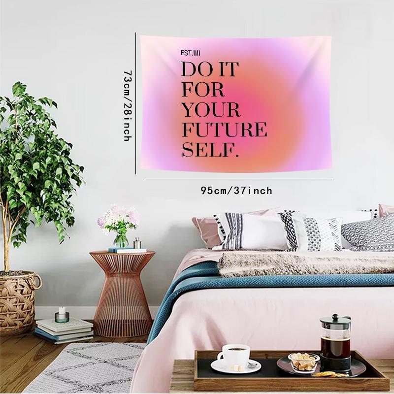 Slogan Pattern Wall Tapestry, 1 Count Inspirational Flannelette Tapestry, Room Decor Wall Hanging Blanket For Bedroom, Living Room & Dorm Room