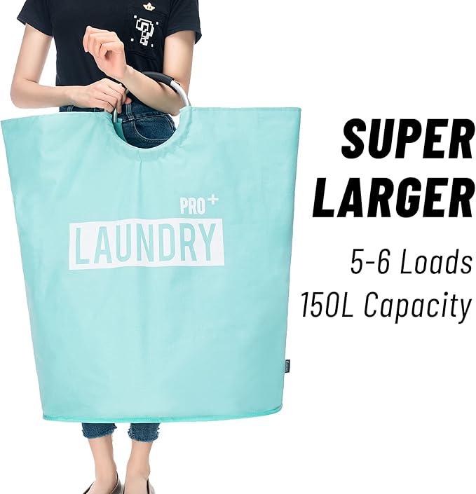 150L Laundry Basket (6 Colors), Waterproof Laundry Hamper, Laundry Bag with Padded Handles, Clothes Hamper Stands Up Well, Collapsible Laundry Basket Easy Storage Organiser