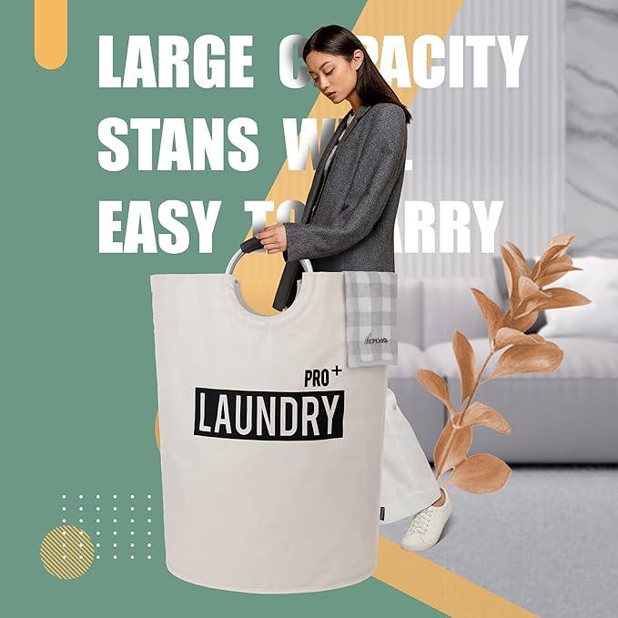 150L Laundry Basket (6 Colors), Waterproof Laundry Hamper, Laundry Bag with Padded Handles, Clothes Hamper Stands Up Well, Collapsible Laundry Basket Easy Storage Organiser