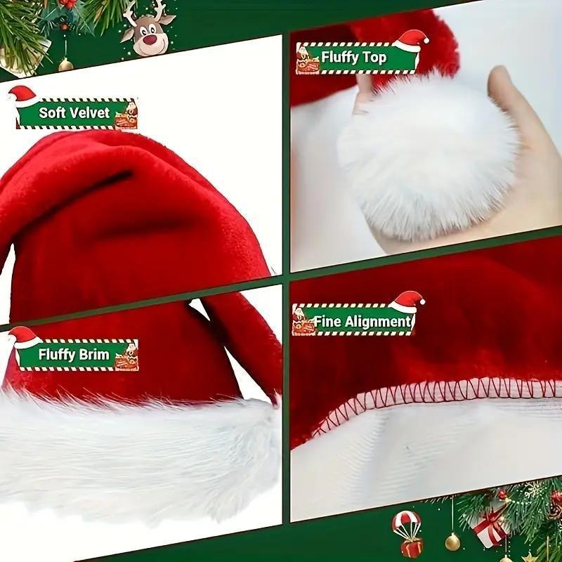 Santa Claus Hat & Beard Set, 1 Set Including 1 Beard and 1 Thickened Encrypted Plush Santa Hat, Party Dress Up Accessories, Party Decorations