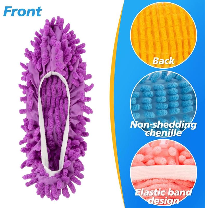 10 Mop Slippers for Floor Cleaning - Size 8 Mop Socks Women Mopping Cleaning Socks Feet Foot Mopping Slippers Dusting Slippers Dust Mopping Shoes Washable Microfiber Moppers Slippers (5 Pairs)