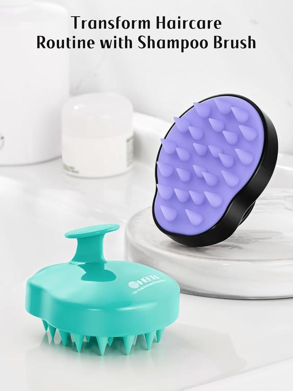 Hair Scalp Massager Shampoo Brush 2 Pack - Soft Silicone Bristles for Men & Women - Green & Black