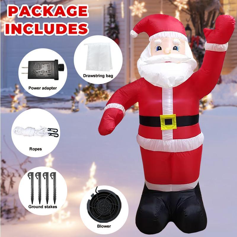 Inflatable Santa Claus Decoration, 1 Count Outdoor Garden Decoration with LED Light, Christmas Party Gift, Festive & Party Supplies