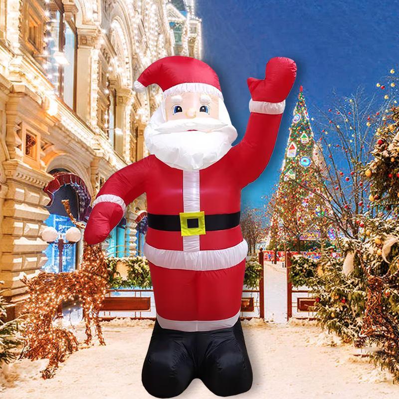 Inflatable Santa Claus Decoration, 1 Count Outdoor Garden Decoration with LED Light, Christmas Party Gift, Festive & Party Supplies