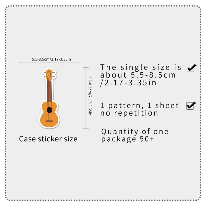 50pcs set Musical Instrument Pattern Sticker, Waterproof Self Adhesive Decor Paper, Decor Sticker for Gift Greeting Card Water Bottle Laptop Phone