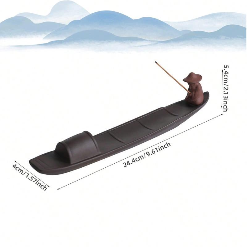 Ramadan Boat Design Incense Holder, 1 Count Ceramic Creative Decorative Incense Burner without Incense, Incense Stand Desktop Ornament for Home Bedroom