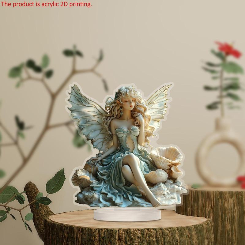 2D Acrylic Angel Design Desktop Decoration, 1 Count Creative Angel Statue Ornament, Desktop Decoration Sign for Home Office Coffee Shop