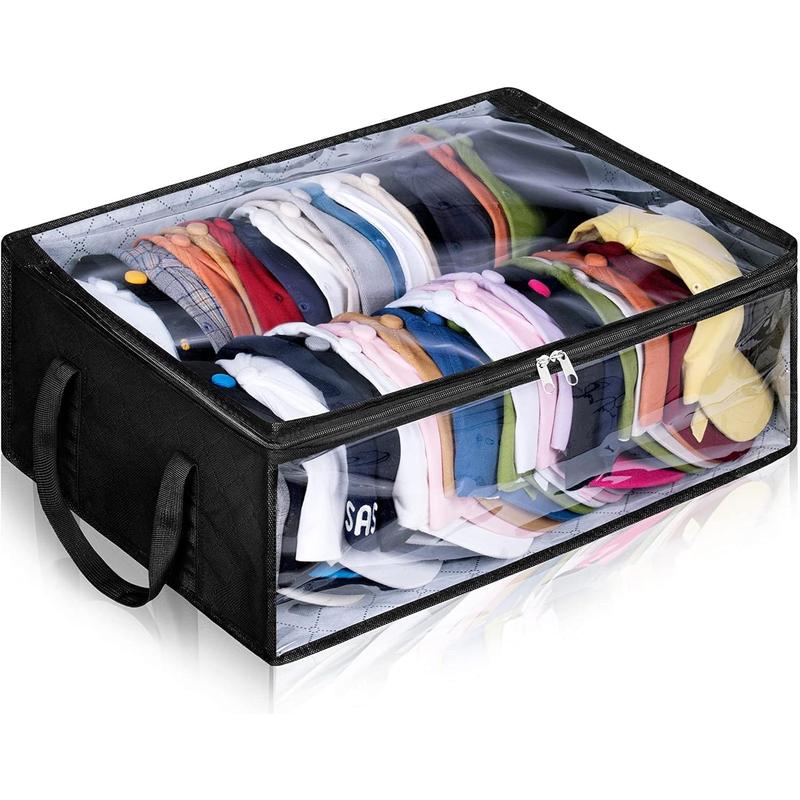 Wide Hat Storage for Baseball Caps, Large Capacity Hat Organizer for Closet Cap Holder Holds up to 40 Hats, Black Gray