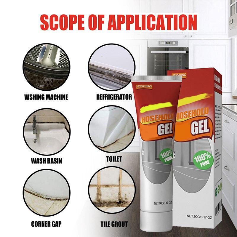 Refrigerator and washing machine seal stain cleaning gel, multi-purpose cleaning gel, household cleaner, suitable for stains on sink, bathtub, toilet seals, bathroom kitchen stain cleaning, for stubborn dirt attached to bathtub or shower seals