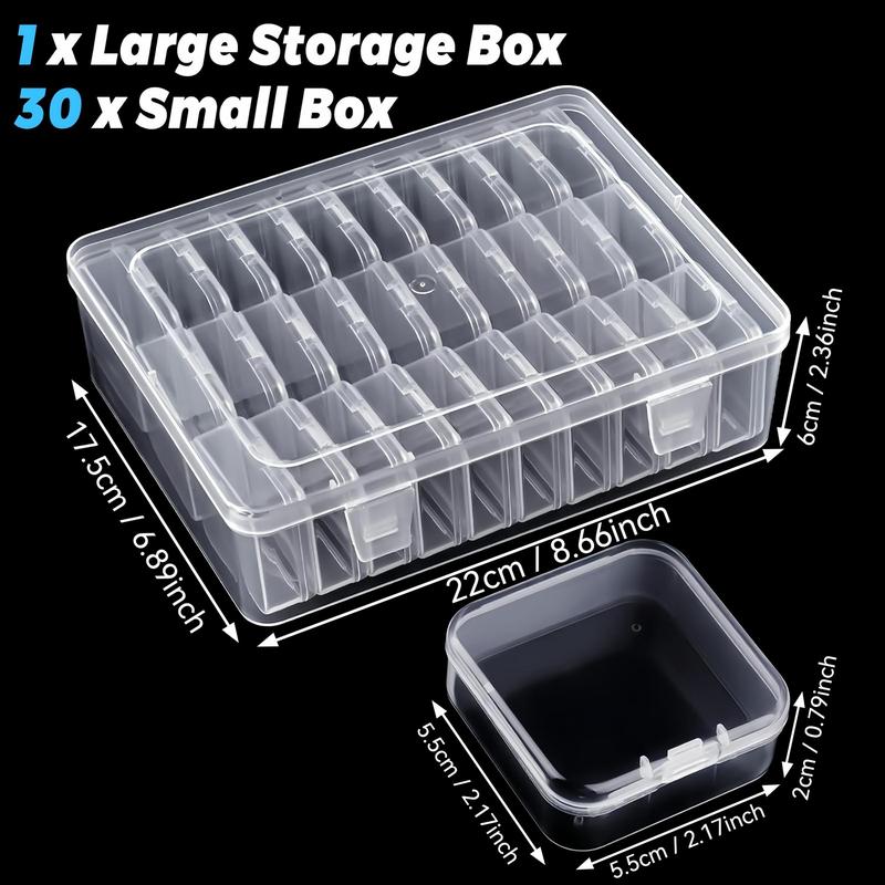 Bead Organizer, 1 Count Transparent Storage Box with 31pcs Individual Boxes, Plastic Clear Container for DIY Bracelet, Craft, Nail Accessories