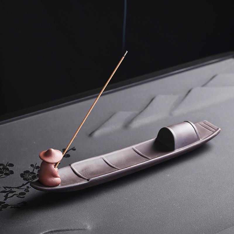 Ramadan Boat Design Incense Holder, 1 Count Ceramic Creative Decorative Incense Burner without Incense, Incense Stand Desktop Ornament for Home Bedroom