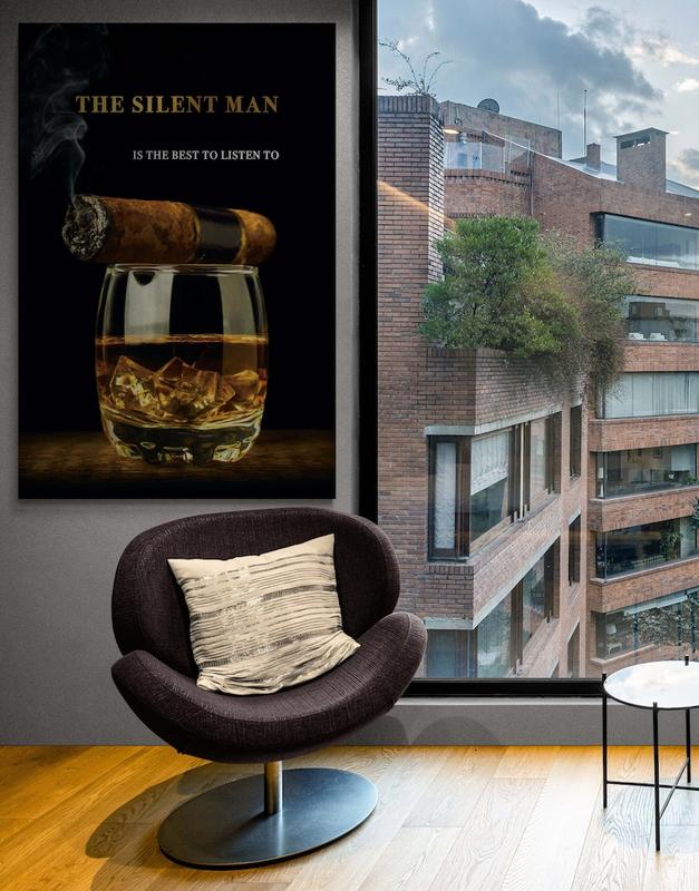 Real Men's Wall Art, Cigar Poster With Actions Over Words Theme, The True Man Gift For Him, Motivational And Inspirational Wall Art For Authentic Living