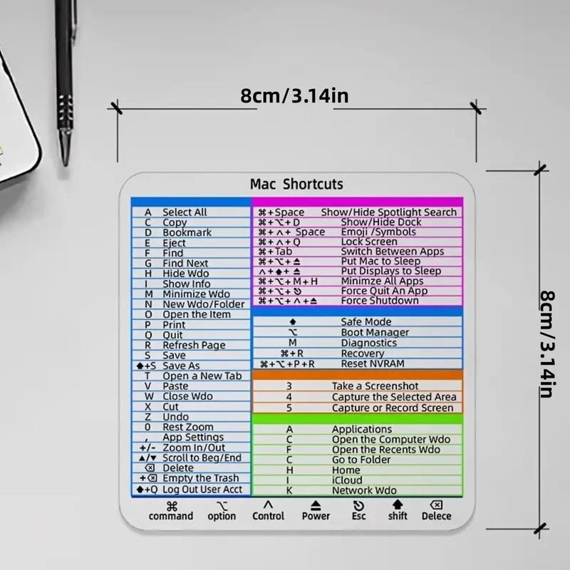 Colorful Keyboard Shortcut Sticker, 1 Count Decal for Macbook, Decorative Sticker for Home & Office