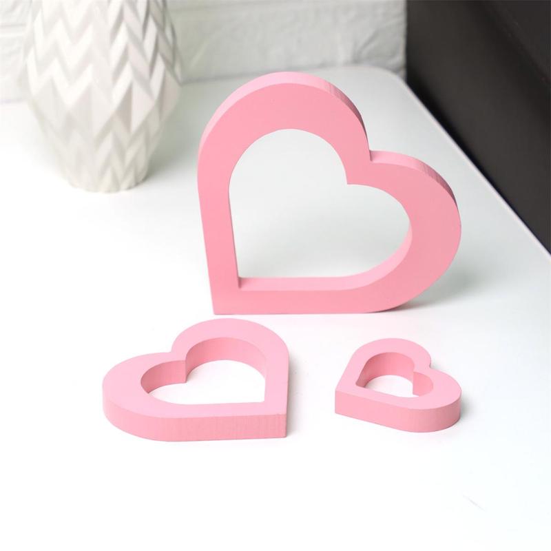 Wooden Heart Shaped Decoration, 3 Counts set Hollow Out Desktop Decoration Ornaments, Table Decoration for Home Party Wedding, Unique Gift, Summer for Gifts