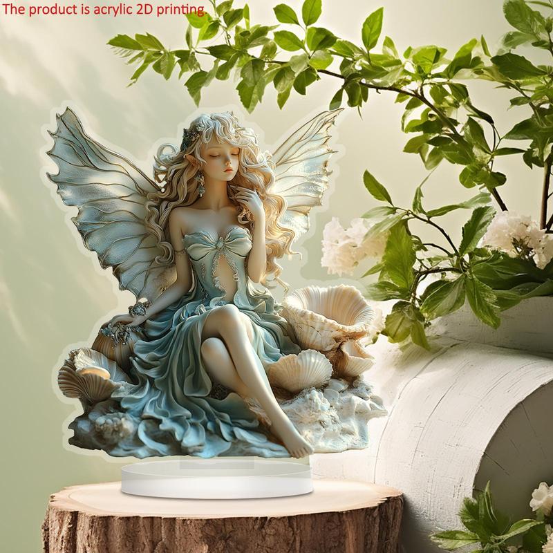 2D Acrylic Angel Design Desktop Decoration, 1 Count Creative Angel Statue Ornament, Desktop Decoration Sign for Home Office Coffee Shop