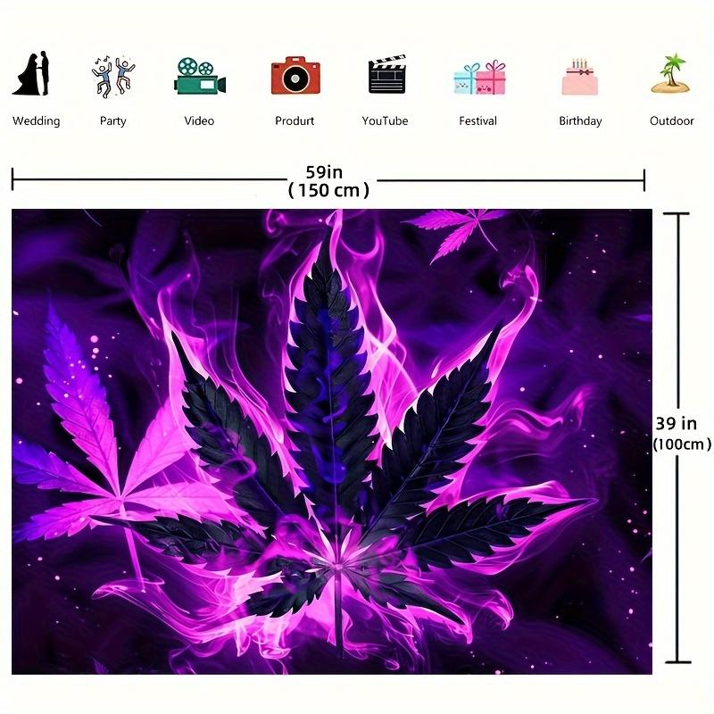 Purple Leaf Fluorescent Tapestry-Fluorescent Polyester Office Decorations for Bedroom, Living Room, Wall Hanging Decoration and Party Atmosphere