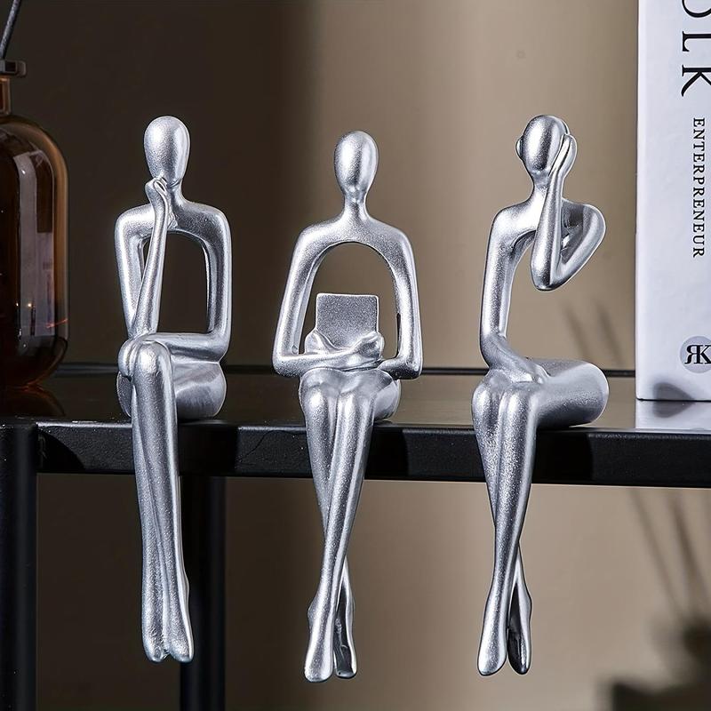 Abstract Thinker Statue, 3 Counts set Modern Desktop Decoration, Creative Home Decor for Living Room Office Desktop Bookshelf Wine Cabinet