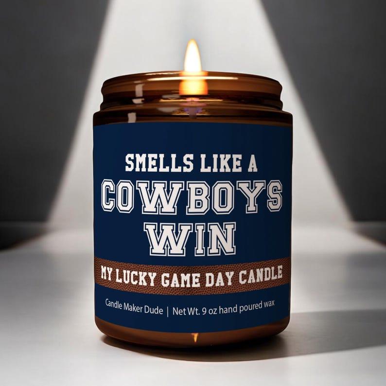 Smells Like A Cowboys Win Candle, Dallas Lucky Game Day Candle, Soy Candle, Cowboys Fan Gift, Cowboys Game Day Decor, Dallas Sport