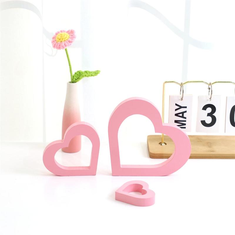 Wooden Heart Shaped Decoration, 3 Counts set Hollow Out Desktop Decoration Ornaments, Table Decoration for Home Party Wedding, Unique Gift, Summer for Gifts