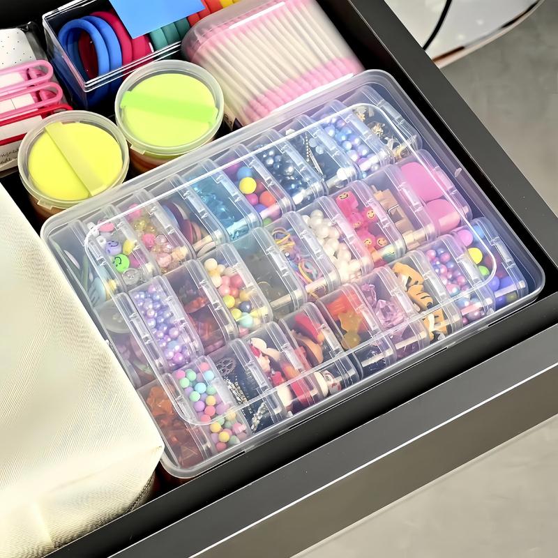 Bead Organizer, 1 Count Transparent Storage Box with 31pcs Individual Boxes, Plastic Clear Container for DIY Bracelet, Craft, Nail Accessories