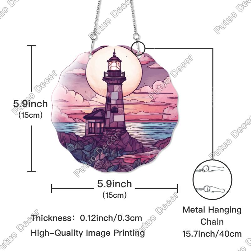 Putuo Decor 1pc Acrylic Board Hanging Sign Decor, Exquisite Lighthouse Black Women Witch Sea Waves Scenery Plate, Wall Art Decoration for Home Farmhouse Office Cafe Coffee Shop Beach House Studio, Gifts for Friend Family