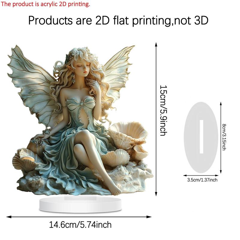 2D Acrylic Angel Design Desktop Decoration, 1 Count Creative Angel Statue Ornament, Desktop Decoration Sign for Home Office Coffee Shop