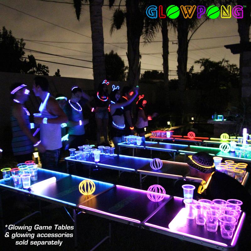 GLOWPONG Glow-in-the-Dark Pong Game Set - Green vs Blue - Includes 24 Glowing Party Cups, 48 Glow Cup Sticks (24 Green + 24 Blue - 2 FULL NIGHTS of gameplay!), 4 GLOWPONG Glowing Game Balls & 1 Patented LED Ball Charging Unit (to make EVERY SHOT GLOW!)